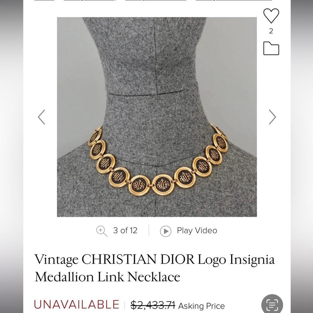 Dior Logo Insignia Medallion link Necklace - Picture 5 of 5